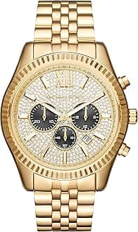 Michael Kors Lexington Watch for Men, 44mm Quartz Chronograph Movement with Stainless Steel Strap