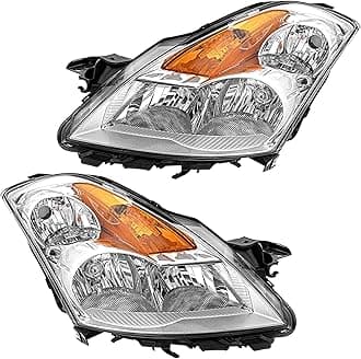 Headlight Assembly For 2007 2008 2009 Nissan Altima 4Dr Sedan Headlights With Amber Reflector Headlamp Replacement And Good Sealing,Automotive Headlight Assemblies With Chrome Housing