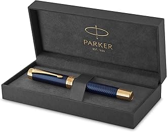 Duofold Centennial Fountain Pen, Prestige Blue Chevron, Medium Solid Gold Nib, Black Ink and Convertor (1931370)