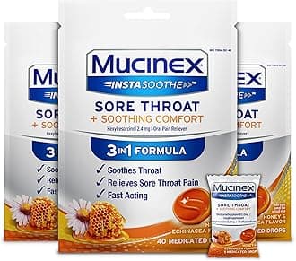 Instasoothe Sore Throat Relief Drops, Sore Throat Lozenges, Sore Throat Medicine with Hexylresorcinol, Cough Drops Alternative, Honey & Echinacea Flavor Medicated Numbing Throat Drops, 40 ct