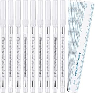 8 Pieces Microblading Marker Pen with Paper Ruler Skin Marker Eyebrow Permanent Makeup Position Mark Tools Stencil Pen for Eyebrow Lips Skin (White, Single Head)