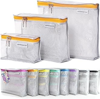 MUMI Travel Toiletry Bag Set of 3 – Clear TSA Approved Toiletry Bags for Women – Reusable Water-Resistant Makeup Organizer Pouches for Skincare, Cosmetics, Travel Accessories, Airport Packing - Orange