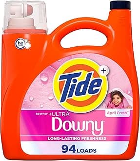 Plus Boost of Ultra Downy Liquid Laundry Detergent, April Fresh Scent, 132 fl oz, 94 Loads, Laundry Detergent Liquid with Long-Lasting Freshness