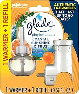 PlugIns Refills Air Freshener Starter Kit, Scented Oil for Home and Bathroom, Coastal Sunshine Citrus, 0.67 Fl Oz, 1 Warmer + 1 Refill