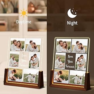 Ecautly Ship Next Day Personalized Valentine's Day Gifts for Girlfriend Boyfriend, Custom Light Up Picture Frame Couple Gifts, I Love You Birthday Anniversary Wedding Gifts for Wife Husband, Him/Her