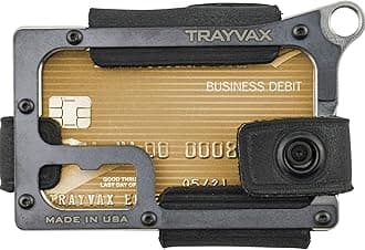Trayvax Contour Wallet, RFID Blocking Front Pocket Money and Credit Card Holder, Minimalist Slim Leather Metal Wallet for Men and Women, Raw Stealth Black