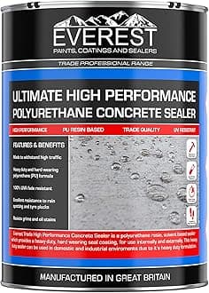 Everest Trade - Concrete Sealer - Polyurethane (PU) Resin Based - Internal And External (Clear, 5 Litre)