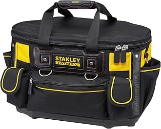 STANLEY FATMAX Round Top Rigid Tool Bag, 18", Quick Tool Access with Wide Opening Zip Design, Multiple Internal and External Pockets, Carry Handle and Shoulder Strap, 20kg Load Capacity, FMST1-70749