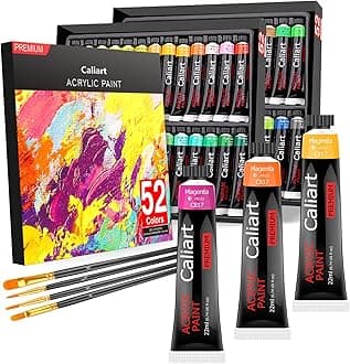 Acrylic Paint Set with 12 Brushes, 42 Colors (59ml, 2oz) Art Craft Paints Gifts for Artists Kids Beginners & Painters, Halloween Pumpkin Canvas Ceramic Rock Painting Kit Art Supplies