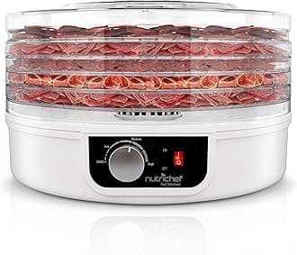 NutriChef Food Dehydrator - Dehydrate Beef Jerky, Meat, Mushrooms, Fruits & Vegetables at Home | Utilizes High-Heat Circulation for Even Dehydration | Includes 5 Easy-to-Clean Trays | White