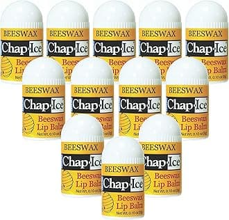 Chap-Ice® | 12-Count Beeswax-based Peppermint Mini Lip Balm - Fortified with Vitamin E for Dry, Cracked Lips | Made in USA