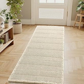 Waffle Bath Mat Super Absorbent Non Slip Bath Rugs for Beside Tub, 24" x 60", Ivory