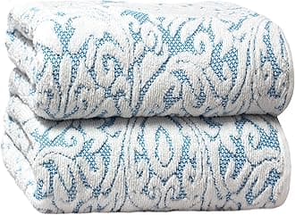 COTTON CRAFT Oversized Bath Sheet - 2 Pack XXL 32x89 - Premium Cotton Sculpted Medallion Jacquard Terry 7 Foot Extra Large Beach Blanket Towel Sheet - Big & Tall - 630 GSM Soft Absorbent Luxury - Aqua