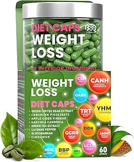 Weight Loss Diet Capsules, Natural Appetite Suppressant, Day & Night Fat Burner for Women & Men with Apple Cider, Green Coffee Bean Extract, Metabolism Booster Supplement - 60 Pills