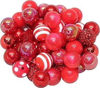 20mm Bulk Mix of 52 Red Chunky Acrylic Loose Bubblegum Beads 11 Styles