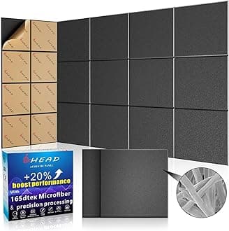 10 pcs 165dtex Microfiber Acoustic Panels ，Self-Adhesive Soundproof Wall Panels, 12 x 12 x 0.4 in Sound Proof Foam Panels for Walls, High Density, Noise Dampening Panels for Home Studio（Black）