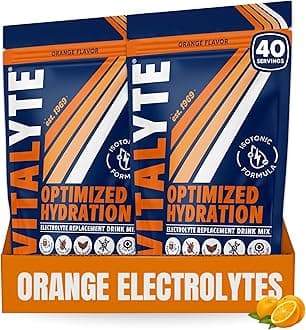 Vitalyte Electrolyte Powder Drink Mix, Isotonic Electrolyte Hydration Mix, Gluten Free Post Workout Powder Mix, Pack of 2, 35 oz. Each, Orange Flavor