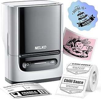 Nelko PM220 Bluetooth Thermal Label Printer, 2 Inch Portable Label Maker Machine for iOS & Android Phone, sticker printer for Clothing, Retail, Address, Barcode, Home, Smart AI APP, White