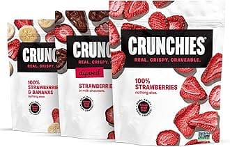 Crunchies Freeze-Dried Fruits, 100% All Natural Crispy Fruit, Non GMO and Kosher, Resealable Freeze Dried Fruit Snack Packs, Pack of 6 (Strawberry Lovers Variety Pack)
