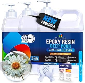 CRAFT RESIN Deep Pour Epoxy Resin Kit 3 Gallon – for 2” Pours, Casting Resin Epoxy for River Tables, Wood, Flower Preservation & DIY Crafts – Crystal Clear & Bubble Free, UV Resistant & Food Safe