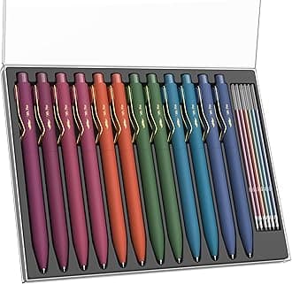 Mr. Pen- Ballpoint Pens with Case, 12 Pack, Colorful Ink, 12 Refills, 0.7mm Cute Ballpoint Pens Assorted Color Ink