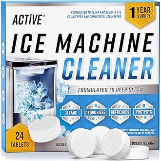 ACTIVE Ice Machine Cleaner Maker Descaler - 24 Clean Tablets Compatible with Frigidaire, Opal, GE Profile, Kitchenaid, Nickel Safe Scale Remover for Countertop, Nugget Ice Makers - Bulk 1 Year Supply