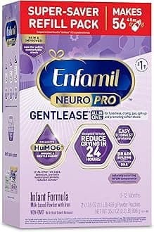 EnfamilNeuroPro Gentlease Baby Formula, Brain Building DHA, HuMO6 Immune Blend, Designed to Reduce Fussiness, Crying, Gas & Spit-up in 24 Hrs, Infant Formula Powder, Baby Milk, 35.2 Oz