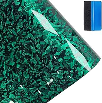 Forged Carbon Fiber Gloss Green Vinyl Wrap Sticker Free Bubble Air Release DIY Decal Car Auto Vehicle Morotcycle Self Adhesive (30cm x 100cm)