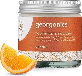 Whitening Toothpowder - Natural Blend & Stain Remover with Magnesium & Sodium Bicarbonate - Vegan, SLS, Cruelty and Fluoride Free - Orange - 60ml