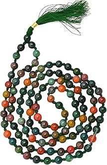 Crystal Heaven Bloodstone Crystal Japa Mala Ganthi - 108 Beads Buddhist Prayer Beads - Aaa Grade Original Healing Gemstone Agate Mala For Yoga Meditation Spiritual Reiki Feng Shui