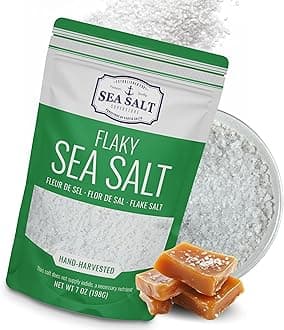 Sea Salt Superstore Flaky Sea Salt, Hand Harvested Sea Salt Flakes, Baja Fleur De Sel Flake Salt, Gourmet Flaky Salt Finish For Baking And Cooking, 7 Oz Bag,