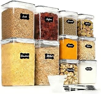 10 PCS Flour and Sugar Storage Container with Lids (6.5L*2+5.2L*2+2.5L*6), Large Airtight Food Storage Container for Kitchen, Pantry Organization, BPA Free, Black