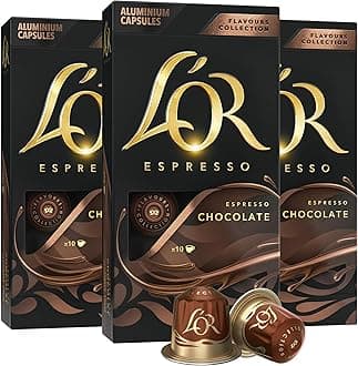Espresso Capsules, 30 Count Chocolate, Single-Serve Aluminum Coffee Capsules Compatible with the L'OR BARISTA System & *Nespresso Original Machines