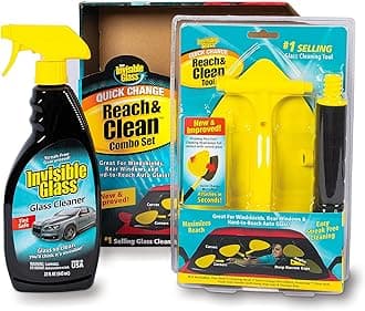 Invisible Glass 99050 Reach and Clean Tool Combo Kit with Windshield Wand Cleaning Tool for Hard to Reach Places Premium Trigger Glass and Window Cleaner for Auto and Home, Yellow, Black