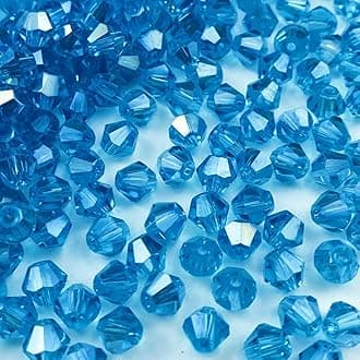 400pcs Bicone Crystal Beads 4mm Crystal Glass Faceted Beads for Necklace Bracelet Earrings DIY Jewelry Crafts Making Supplies(Deep Lake Blue AB)