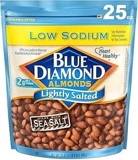 Blue Diamond Almonds, Low Sodium Lightly Salted Snack Nuts, Plant-Based Protein and Fiber Salty Snacks, Great for Holidays, Parties, Events, Lunch, Pantry Staple, 25 Oz Resealable Bag (Pack of 1)