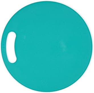 HomeWiz Plastic Cutting Chopping Board with Handle for Vegetable, Fruits, Cheese, Premium-Grade Plastic, 100% Food Safe, BPA-Free, Dishwasher Safe, Microwave Safe, Anti Bacterial Teal Green Round