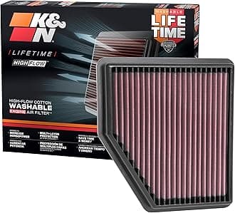 K&N Engine Air Filter: Reusable, Clean Every 75,000 Miles, Washable, Premium, Replacement Car Compatible with 2019-2020 NISSAN Altima, 33-5095