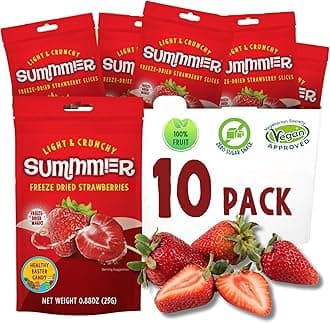 Freeze Dried Fruit Strawberries Slices - 10 Pack Single-Serve, No Added Sugar Package - 0.88 Oz 100% Natural Freeze Dried Snacks for 30 Servings