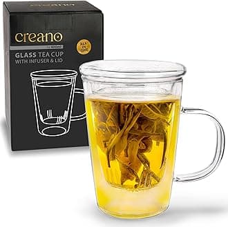 Tea Glass 400 ml – Large Tea Cup with Strainer and Glass Lid – An ideal Tea Maker
