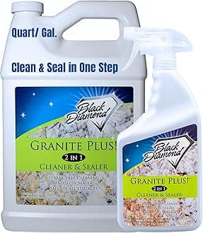 Black Diamond Stoneworks GRANITE PLUS! 2 in 1 Cleaner & Sealer for Granite, Marble, Travertine, Limestone, Ready to Use! (1-Quart/1-Gallon)
