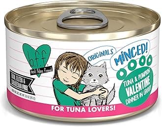 Weruva BFF Minced Natural Wet Cat Food, Tuna and Pumpkin Valentine in Gravy, 3oz Can, Pack of 24