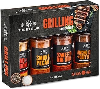 The Spice Lab Grilling Spices and Seasonings Gift Set - 4 BBQ Rubs and Spices for Grilling - Gourmet Barbecue Seasoning Set - Gift for Men Dad Fathers Day Birthday - Kosher Non-GMO Made in USA