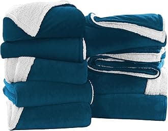 IR Imperial Rooms Teal Sherpa Blankets Queen Size for Bed - Wholesale Bulk Pack of 9 Sherpa Blankets - Soft Fluffy Throw Blanket for Hotels, Guest Bedroom, 90x90 Inches