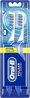 Oral-B Pulsar Pro-Expert Manual Toothbrush Enhanced with Battery Power, 2 Counts, (Colours May Vary)