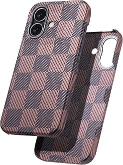 Aramid Fiber for iPhone 16 Plus Case,Compatible with Magnet,Slim & Light for iPhone 16 Plus, Case-Less Touch Feeling,Checkerboard
