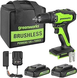 Greenworks 24V Brushless Cordless 1/2-Inch Drill/Driver, (2) 1.5Ah USB Batteries (USB Hub) and Charger Included DD24L1520