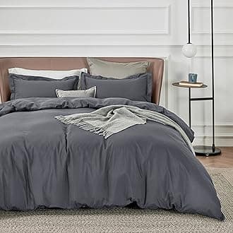 Bedsure Duvet Cover Queen Size - Soft Double Brushed Bedding Set for Kids & Adults, Zipper Closure, 3 Pieces, Includes 1 Duvet Cover (90"x90") & 2 Pillow Shams, NO Comforter, Dark Grey