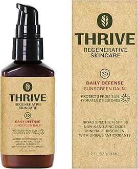 Thrive Natural Care Mineral Face Sunscreen SPF 30 - Daily Sunscreen for Face, No White Cast, Non-Nano Zinc Oxide - Lightweight Moisturizer Broad-Spectrum Protection - Vegan, 2 Fl Oz