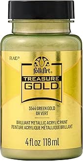 FolkArt 5544 Treasure Brilliant Metallic Paint, 4 oz, Green Gold